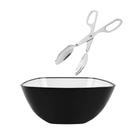 Saladeira Quadrada Preta com pegador Tesoura de inox 3700 ML