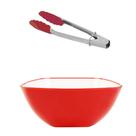 Saladeira Quadrada Vermelha com pegador 3700 ML Saladeira Quadrada Vermelha com pegador 3700 ML