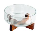Saladeira Vidro Borossilicato Base de Acácia 22cm Mimo Style