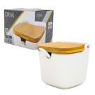 Saleiro Com Colher Porta Sal Branco Minimalista Com Tampa Bambu 300g