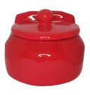 Saleiro Com Tampa Em Cerâmica Mesa Parede Porta Sal De Louça cor Vermelho