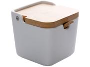 Saleiro de Mesa de Cerâmica com Tampa de Bambu e Colher 11x10,5cm - Lyor Saleiro de Mesa de Cerâmica com Tampa de Bambu e Colher 11x10,5cm - Lyor