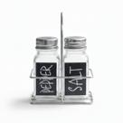 Saleiro e Pimenteiro de Vidro com Suporte Aramado Prata 2 Peças 100ml Porta Condimentos Gustto Elegante, Jogo de Temperos para Cozinha e Mesa