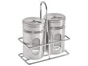 Saleiro e Pimenteiro Vidro e Aço Inox 2 Peças - com Suporte Hauskraft SLRO-004