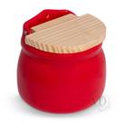 Saleiro Luxo de Porcelana vermelho com tampa de Madeira
