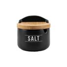 Saleiro Manhattan Preto de Porcelana C/ Colher e Tampa de Bambu 290ml