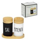 Saleiro Pimenteiro De Vidro 90ml Doha Base Bambu Hauskraft