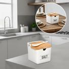 Saleiro Porcelana Branco Com Colher Tampa De Bambu Manhattan