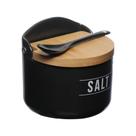 Saleiro Porcelana e Bambu 290ml Preto Manhattan Hauskraft