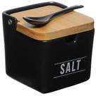 Saleiro Salt Manhattan Tampa De Bambu E Colher Preto 240ml