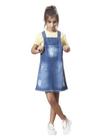 Salopete Agatha Ópera Kids Vestido Jeans e Camiseta Malha Infantil Teen