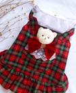 Salopete Xadrez Natal com Ursinho para cachorro e gato