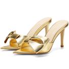 Salto alto Manoloshow Stiletto Mules Open Toe Gold Tamanho 10