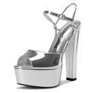 Saltos plataforma NobleOnly Silver para mulheres, tamanho 10