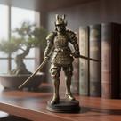 Samurai Estátua decorativa enfeite Guerreiro resina Champanhe 30 cm