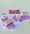 Sandália 25/31 Pampili Led Branca com Libélula e Glitter