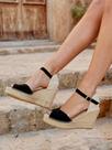 Sandália Alelí Anabela 10 cm Camurça Preto