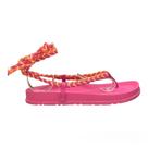 Sandália amarração emborrachada rosa/laranja azla 3002f