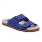 Sandalia Amélia: Elegância em Azul Royal com Detalhes Brancos e Sola Redonda Marrom