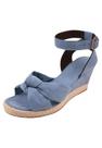 Sandalia Ana bela feminina plataforma Anabela Feminina Conforto Azul