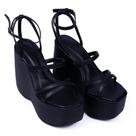 Sandália Anabela Antiderrapante Krn Shoes Tiras Finas Fecho Fivela Sandália Anabela Antiderrapante Krn Shoes Tiras Finas Fecho Fivela