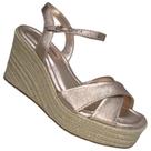 Sandalia Anabela Metalizado Bottero 357601 Feminina - Ouro Rosa