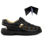 Sandália AntiStress Masculina Couro Palmilha Conforto Preto + Carteira Sandália AntiStress Masculina Couro Palmilha Conforto Preto + Carteira
