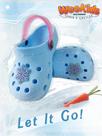 Sandália Babuche Azul Bebê Neve com Correia Pink Glitter - Conforto e Segurança