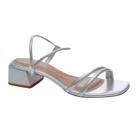 Sandália Beira Rio Salto Bloco Strass Feminina Prata Sandália Beira Rio Salto Bloco Strass Feminina Prata