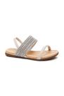 Sandália Beira Rio Tira Larga Brilho Feminino 8507116 - Branco Off com Pedras Prata