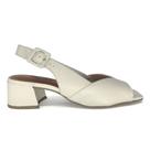 Sandália Bottero Salto Grosso Baixo Couro com Fivela 374004 - OFF WHITE