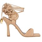 Sandália Carrano Feminina Ripple Tressê Lace Up Salto Fino Bege