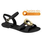 Sandália Casual Beira Rio Colorida Conforto Rasteira Dia a Dia Preta Baixa
