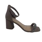 Sandália Casual Salto Bloco Dakota com Strass Cinza 9766 - Cinza 37