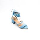 Sandália Chic Line Salto 10 Luxo Couro Azul Celeste Com Amarração Sandália Chic Line Salto 10 Luxo Couro Azul Celeste Com Amarração