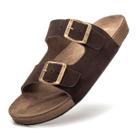 Sandália Chinela Masculina Couro Masculina Anatômica Burly Heads Nobuck Café