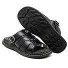 Sandalia Chinelo de Couro Confortavel Anti Stress Ortopédico cor Preto