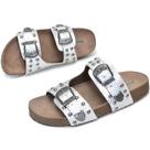 Sandália Chinelo Feminino Prata Confortavel Couro Premium