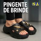 Sandália Chinelo Nuvem Plataforma EVA Enfeites Pingentes Broches Babuche Cor:PretoTamanho:34