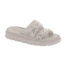 Sandália Chinelo Slide Moleca Papete Pedras Strass Flatform