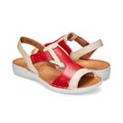 Sandália com Elastico Couro Creme com Vermelho Levecomfort Sandália com Elastico Couro Creme com Vermelho Levecomfort