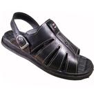 Sandália Couro Legítimo Chinelo Franciscano Masculino Ortopédico Preto
