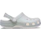 Sandália crocs classic iridescent glitter clog k white