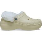 Sandália Crocs Classic Platform Fuzz Lined Clog Bone Sandália Crocs Classic Platform Fuzz Lined Clog Bone