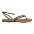 Sandalia D Capri Rasteira Feminina Tira Tornozelo Fivela Prata Velho 325