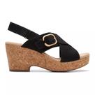 Sandália de cunha Clarks Giselle Dove feminina preta em nobuck