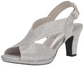 Sandália de salto alto Easy Street Christy feminina prateada com glitter de 9 x largura