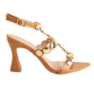 Sandália Dm Tachas Glam Caramelo