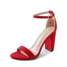 Sandália DREAM PAIRS com Salto Grosso Vermelho em Camurça 10 cm Tamanho 38