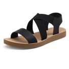Sandália DREAM PAIRS ELENA-2 Preta com Tira Elástica e Salto Reto de 2 cm